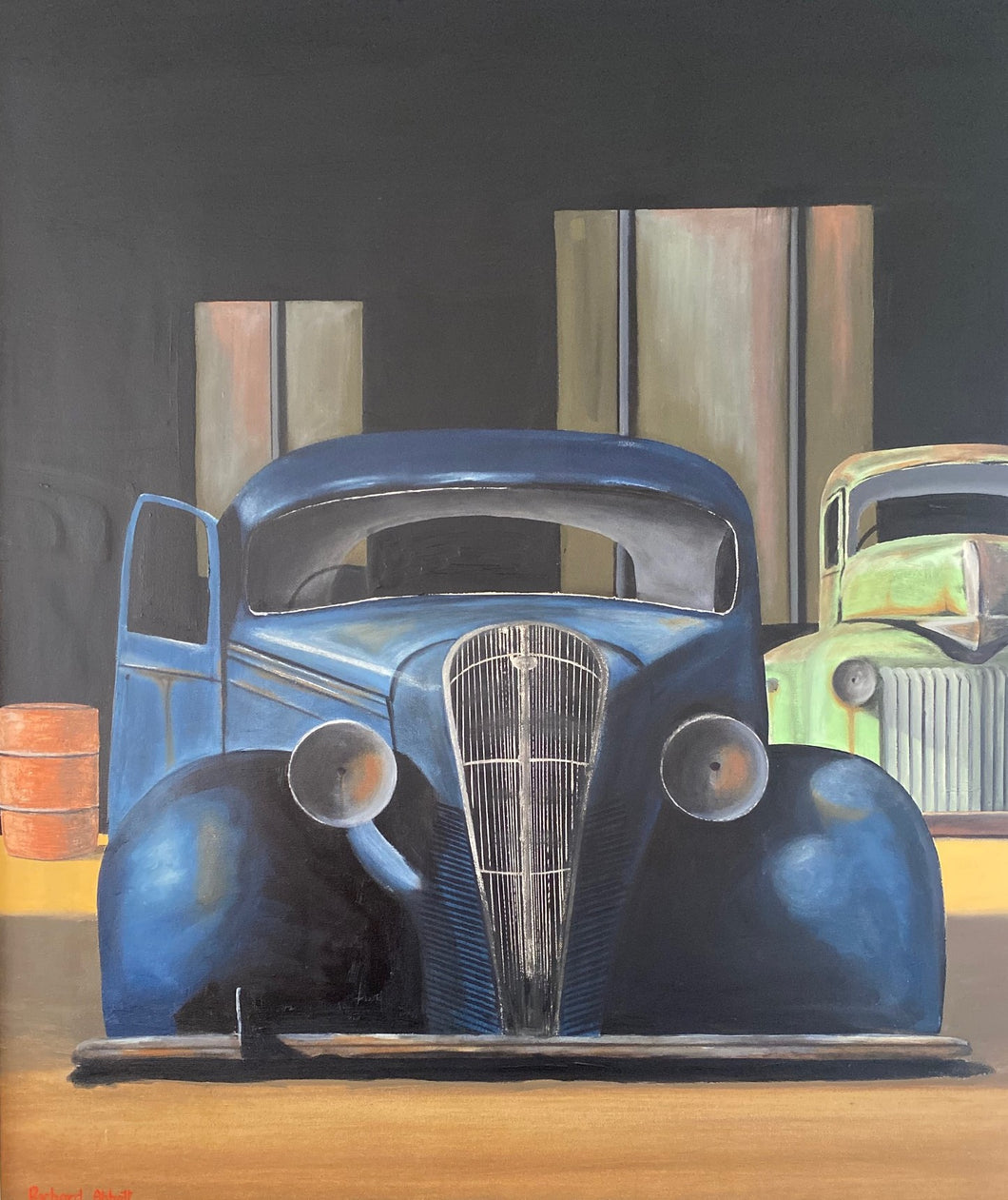 Cars. Richard Abbott. Large Oil Painting 950cm x 950cm approx