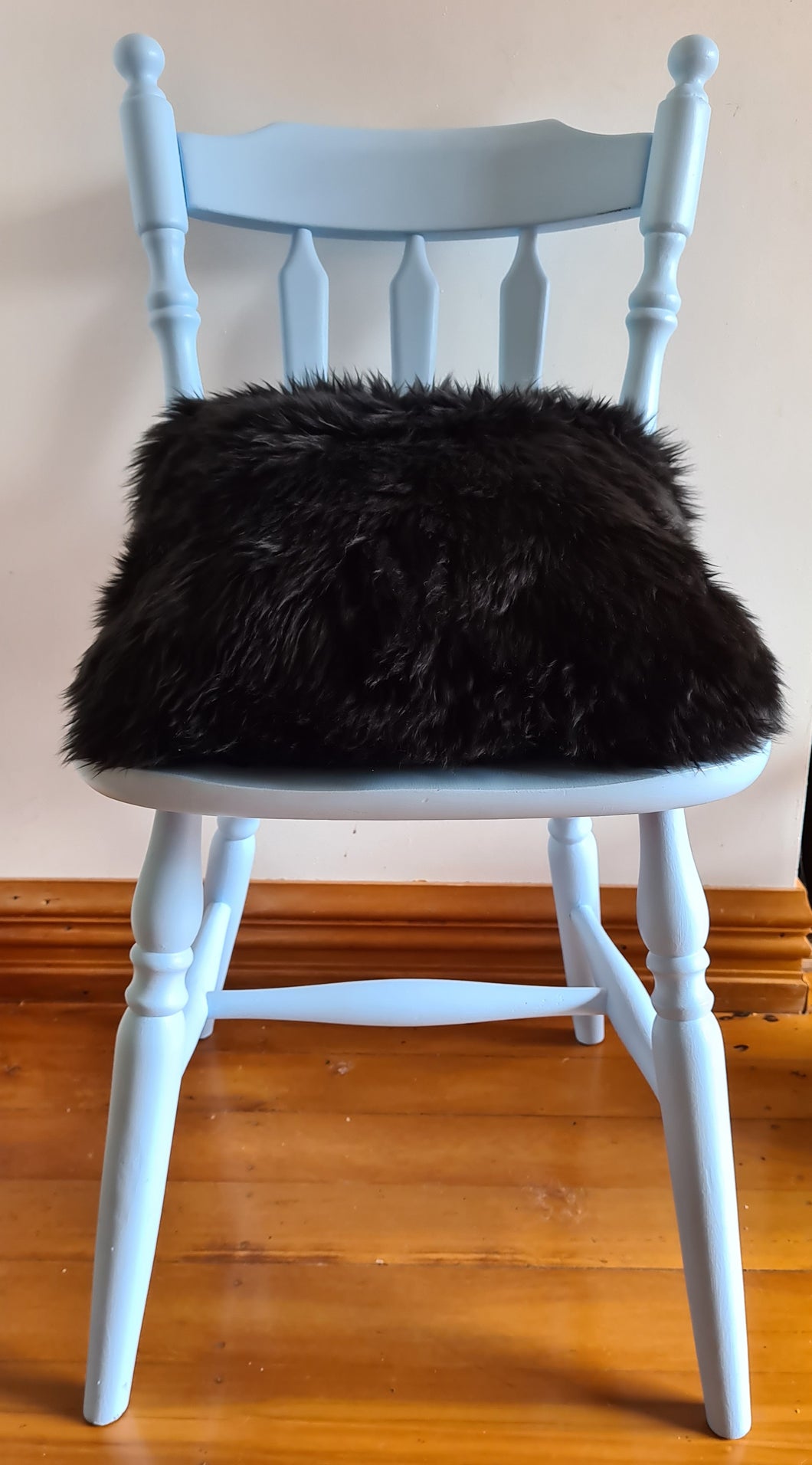 Double sided  - Sheepskin wool cushion cover. Black 35cm