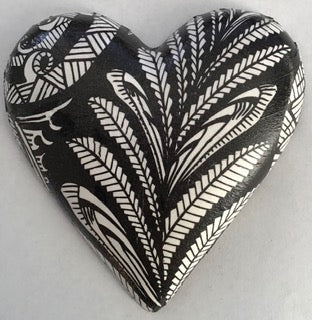 Decorative Heart - Silver Fern. From NZ with Love. 11cm