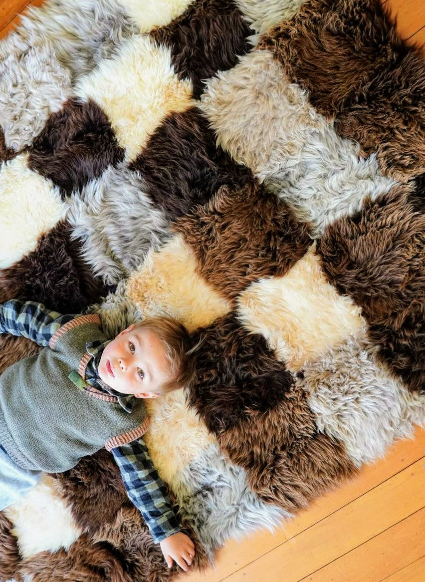 Luxurious Natural extra large undyed handmade sheepskin rug. 120cm x 180cm