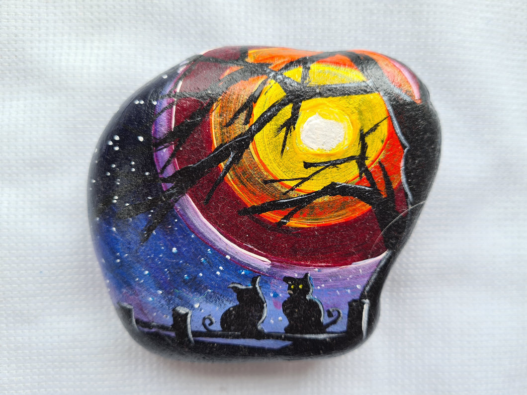 Star gazing - hand painted stone art