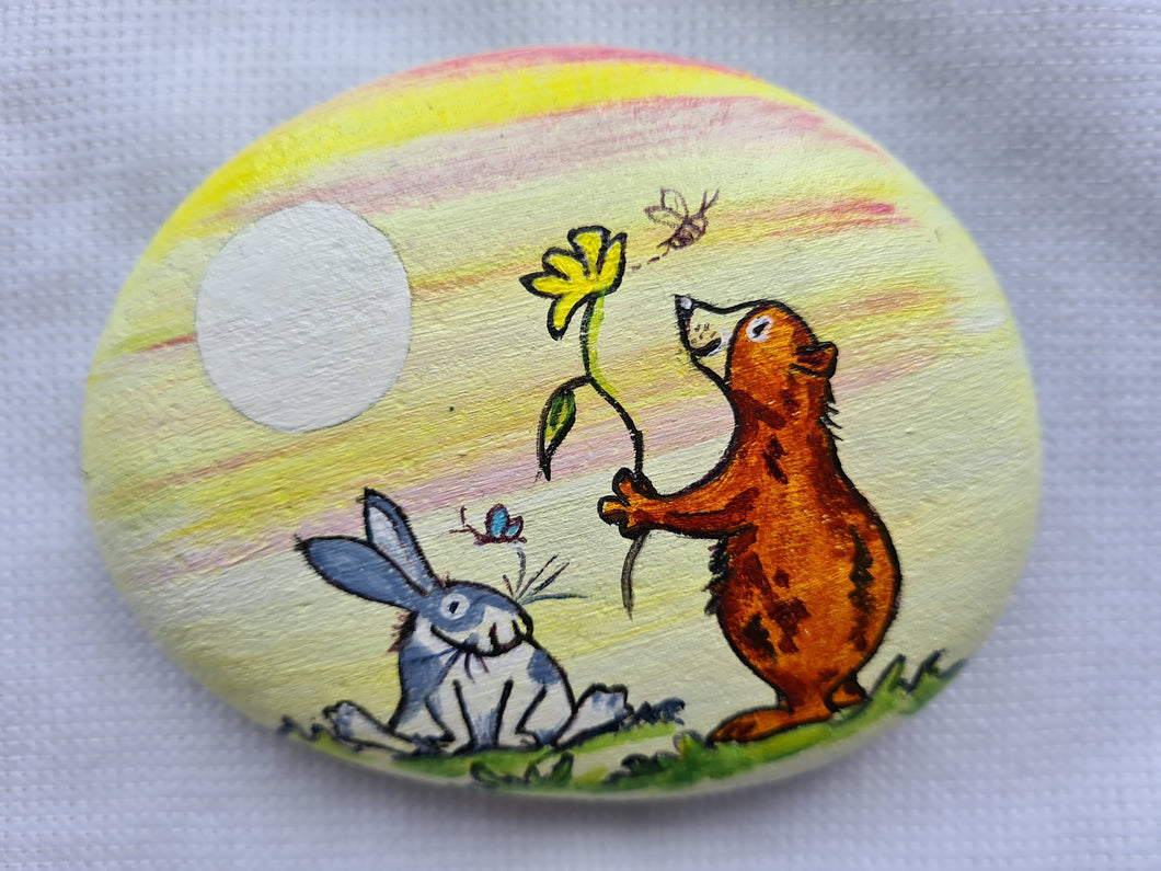 Playmates 2- hand painted stone art